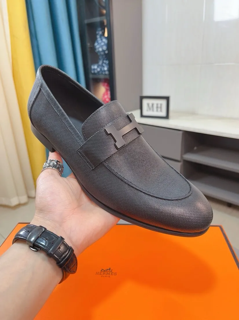 Men's shoes 💰560🌹🌹Niuli "HERMES" Hermès business leather shoes, original factory configuration, original imported cowhide upper + luxury hardware logo + fully imported original customized cowhide lining, sole: rubber wear-resistant outsole, difficult craftsmanship, original factory follow-up goods, 🔍🔍high quality code number: 38-44 45 can be customized